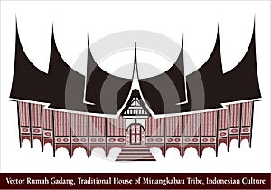 Rumah Gadang Minangkabau Vector Rumah Gadang, Traditional House of Minangkabau Tribe, Indonesian Culture photo