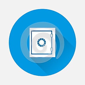 Vector Safe for money icon on blue background. Flat image Symbol