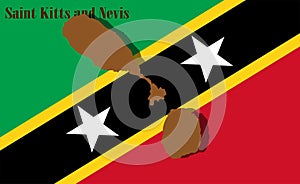 The vector of Saint Kitts and Nevis map and the Saint Kitts and Nevis flag background