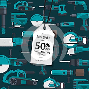 Vector sale background electric construction tools