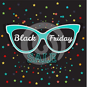 Vector sale poster advertising Black Friday. Sunglasses Black Friday sale.