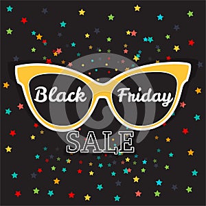 Vector sale poster advertising Black Friday. Sunglasses Black Friday sale.