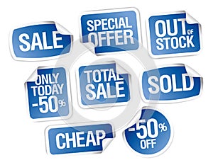 Vector sale stickers - out of stock, cheap, total sale