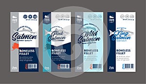 Vector salmon labels and design elements