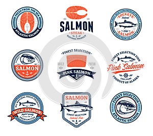 Vector salmon logo and design elements