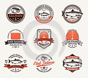 Vector salmon logo and design elements