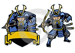 Samurai ronin warrior archer mascot set