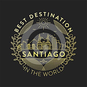 Vector Santiago City Badge, Linear Style