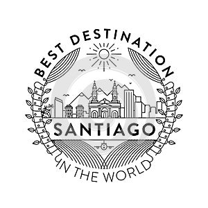 Vector Santiago City Badge, Linear Style