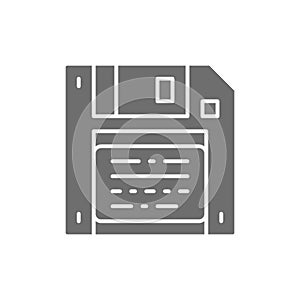 Vector save, diskette, floppy disc grey icon.