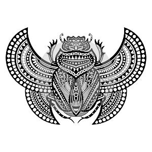 Vector Scarab Beetle In Ink