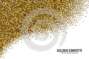 Vector Scattered Golden Confetti White Background