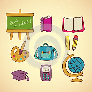 Vector school icons set.