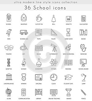 Vector School ultra modern outline line icons for web and apps.