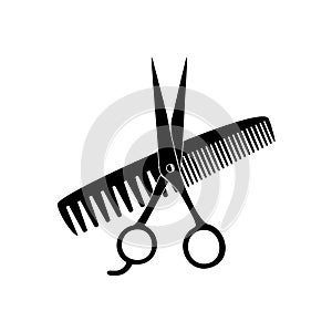 Vector Scissors, Comb Black Silhouette salon icon