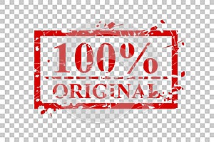 Vector Scratch Red Rectangle Rubber Stamp, 100% Original, at Transparent effect Background