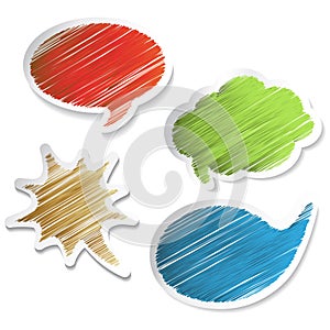 Vector scratch speech bubble stickers