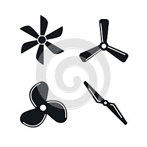 Vector screw fan prop tyrbine blade motor. Rotor shape boat air propeller symbol industry cooler airflow.
