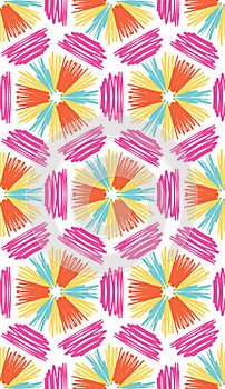 Vector scribbles colored pencils geometric hand drawn marks doodle seamless pattern