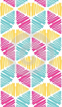 Vector scribbles colored pencils geometric hand drawn marks doodle seamless pattern