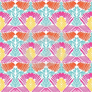 Vector scribbles colored pencils hand drawn doodle seamless pattern