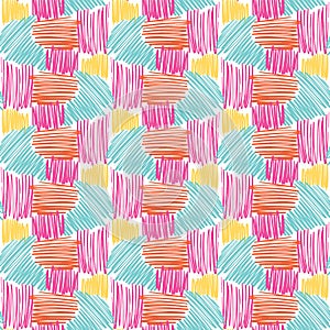 Vector scribbles colored pencils hatching hand drawn doodle seamless pattern