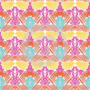 Vector scribbles colored pencils symmetrical hand drawn marks doodle seamless pattern