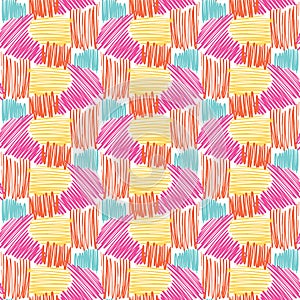 Vector scribbles colored pencils symmetrical hand drawn marks doodle seamless pattern