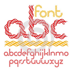 Vector script, funky rounded alphabet letters set made with red infernal photo