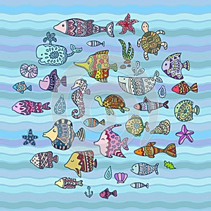 Vector sea animals