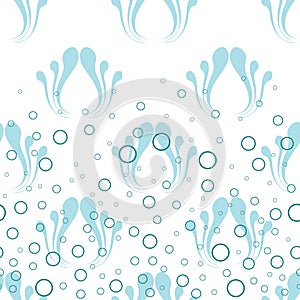 Vector sea blue grass with water bubbles seamless photo