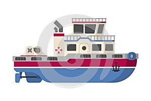 Vector sea or river tugboat in flat style