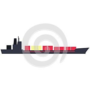 Vector seagoing cargo ship isolated on white background photo