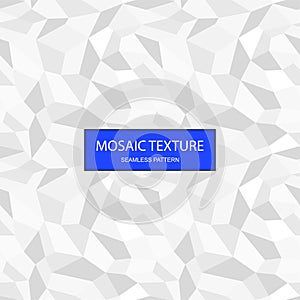 Vector seamless abstract geometric pattern. White and gray repeatable mosaic tile texture. Polygon endless creative
