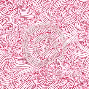 Vector seamless abstract pattern with waves, clouds, hairs