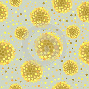 Vector seamless abstract pattern. Yellow circles on light greem background. photo