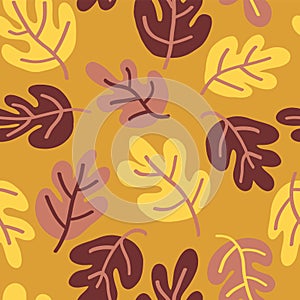 Vector seamless Autumn pattern of fall leaves