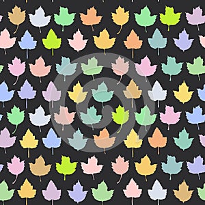Vector seamless background with autumn maple leaves for fashion textile or web background.green yellow orange blue pink purple ne