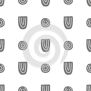 Vector seamless background with grey hand drawn elements on a white background. Seamless pattern can be used for