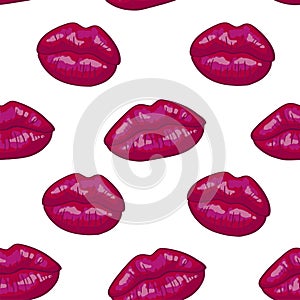 Vector seamless background. lips prints