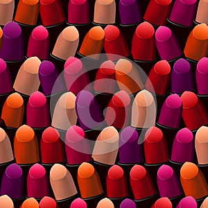 Vector seamless background with lipsticks. photo