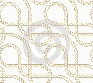 Vector seamless background with marine rope. Nautic pattern white and gold photo