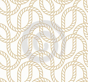 Vector seamless background with marine rope. Nautic pattern white and gold photo