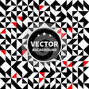 Vector seamless background pattern, white black red triangle.