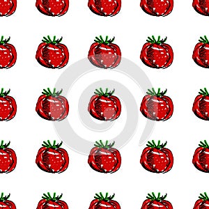 Vector seamless background with red tomatoes.
