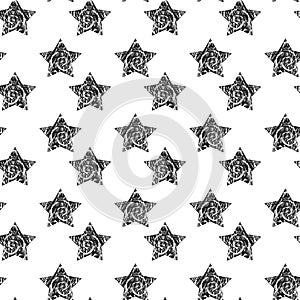 Vector seamless background with stylish retro grunge scratch stars. Eps 10