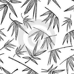 Vector seamless bamboo leaves pattern. Design for fashion textile print, asian spa and massage, cosmetics package.