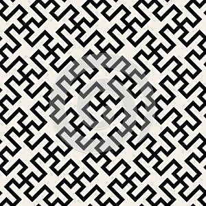 Vector Seamless Black And White Abstract Geometric Cross Tiling Line Pattern