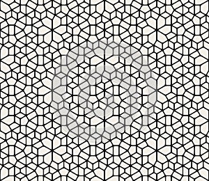 Vector Seamless Black And White Abstract Geometric Rounded Lace Pavement Pattern