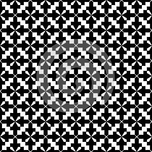 Vector Seamless Black And White Abstract Geometric Rounded Lace Pavement Pattern